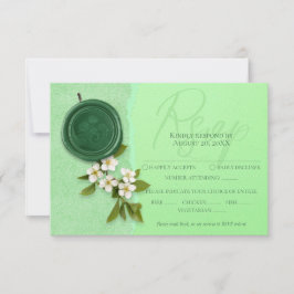 Green Seal Wedding Response Card RSVP Karte