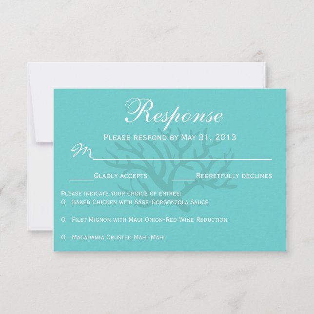 Green Seepferd Hochzeiten RSVP Response Cards (Vorderseite)