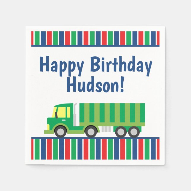 Green Semi Truck Party Napkins Serviette (Vorderseite)