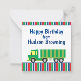 Green Semi Truck Personalisierte Geschenkkarte Mitteilungskarte