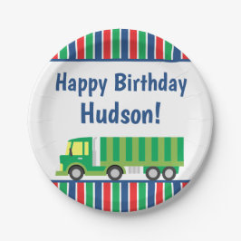 Green Semi Truck Personalisierte Party Teller