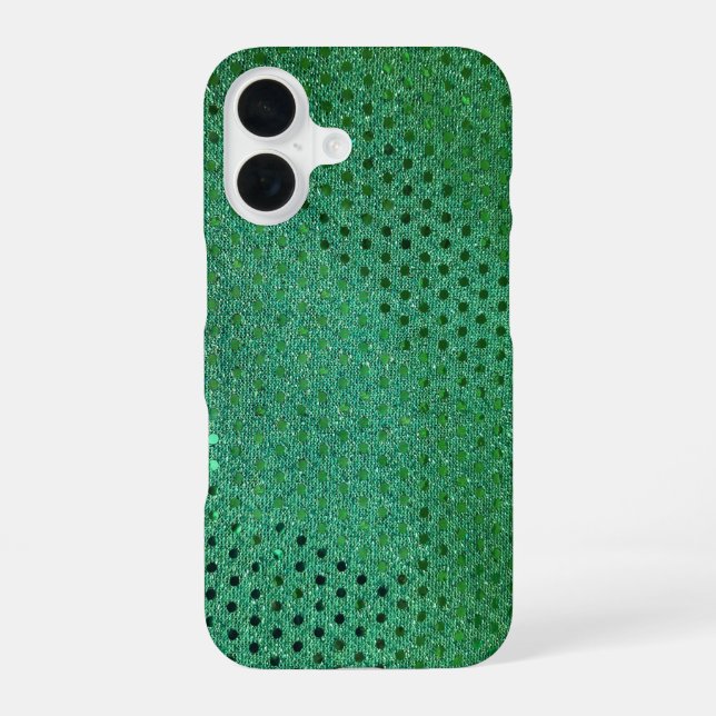 Green Sequin Shimmer iPhone 16 Hülle (Rückseite)