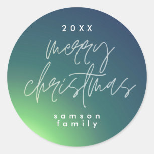Green Shade Elegantes Weihnachtsfest Gradient Holi Runder Aufkleber