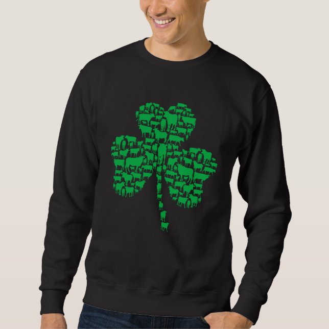 Green Shamrock C Cows Farmer St Patrick s Day Sweatshirt (Vorderseite)