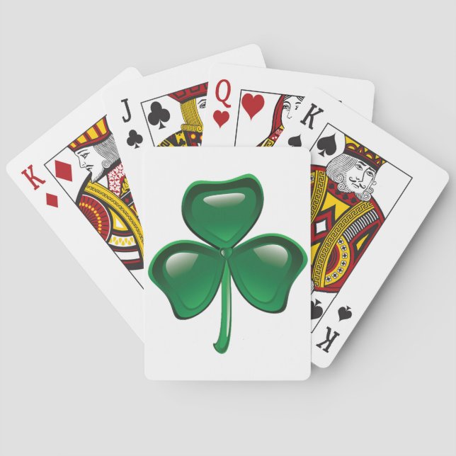 Green Shamrock Three-Leaf Clover Spielkarten (Rückseite)