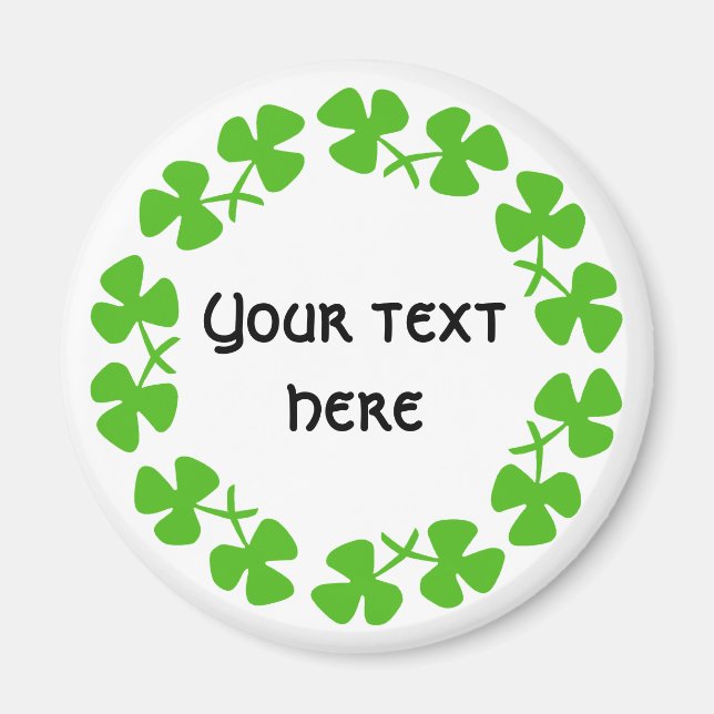 Green Shamrocks Border Add Text Magnet (Vorne)