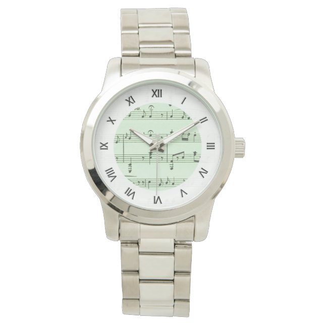 Green Sheet Music Armbanduhr (Vorderseite)
