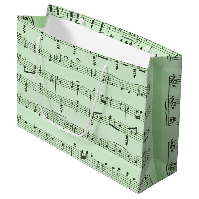 Green Sheet Music Große Geschenktüte (Vorderseite Schrägansicht)