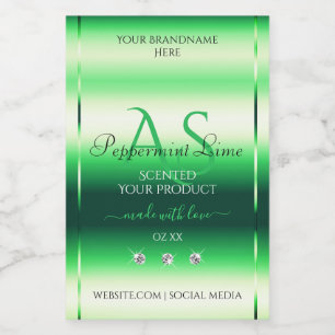 Green Shimmery Product Labels Rhinestones Monogram Lebensmitteletikett
