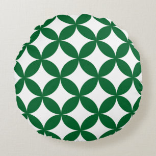 Green Shippo Round Pillow - Japanisch Traditionell Rundes Kissen