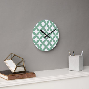 Green Shippo Round Wall Clock - Japanische Traditi Runde Wanduhr