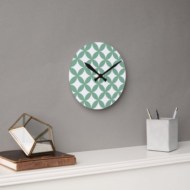 Green Shippo Round Wall Clock - Japanische Traditi Runde Wanduhr (Büro)