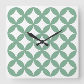 Green Shippo Square Wall Clock - Japanische Tradit Quadratische Wanduhr