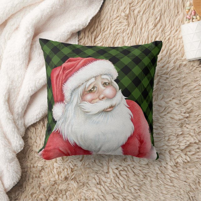 Green Side Red Side Buffalo Kariert und Santa Clau Kissen (Decke)
