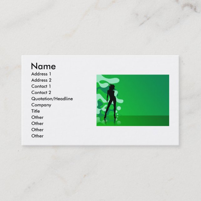 Green Silhouette Business Card Visitenkarte (Vorderseite)