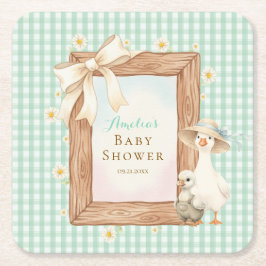 Green Silly Goose Baby Shower Paper Coaster Rechteckiger Pappuntersetzer