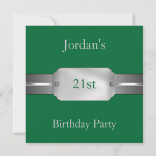 Green Silver 21. Elegant Male Geburtstagsparty Einladung