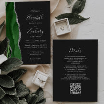 Green Silver Agate Dark QR Code Hochzeit