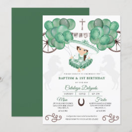 Green Silver Balloons Mexican Baby Charra Taufe Einladung