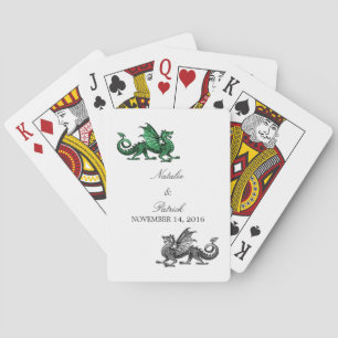 Green Silver Dragon Wedding Cards Spielkarten