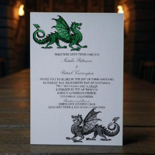 Green Silver Dragon Wedite Invite Einladung