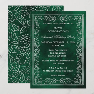 Green Silver Elegante Corporate Holiday Party Einladung