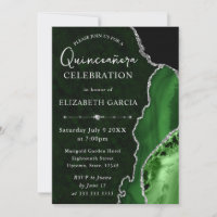 Green & Silver Glitzer Agate Quinceanera