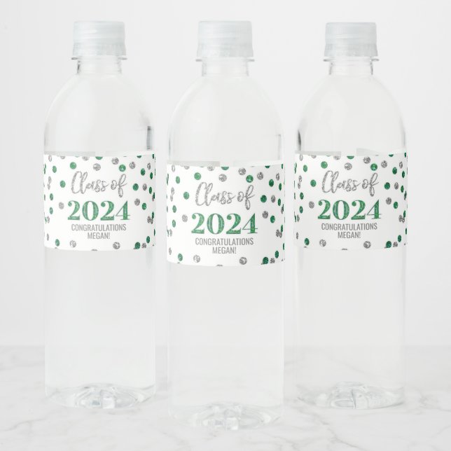 Green Silver Glitzer Confetti Abschluss (Flaschen)