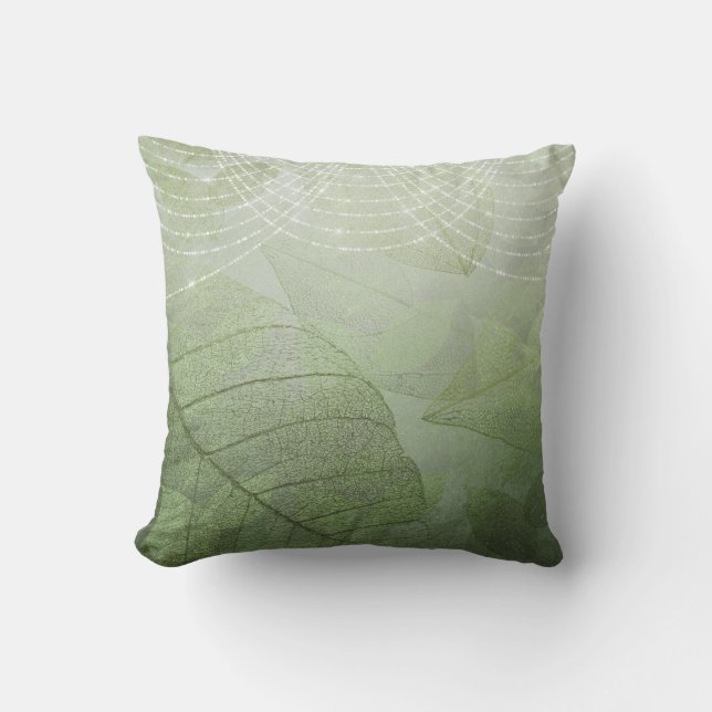 Green Silver Glitzer Elegante Romantische Fantasie Kissen (Vorderseite)
