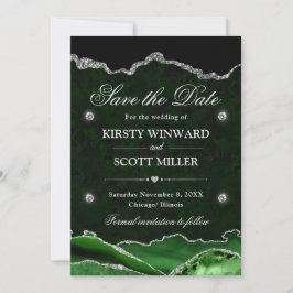 Green & Silver Glitzer Marmorverkleidung Save the  Save The Date