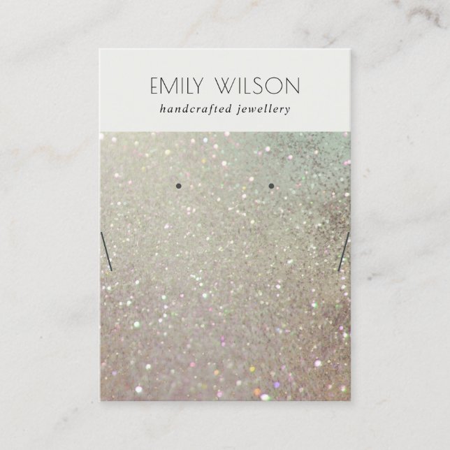 Green Silver Sparkle Earring Necklace Display Visitenkarte (Vorderseite)