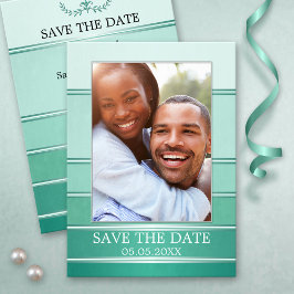 Green Silver Strip Foto Save the Date Karte