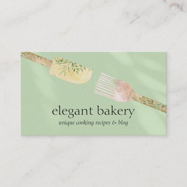 Green Simple Bakery Eleganine Feminine Logo Koch Visitenkarte (Vorderseite)