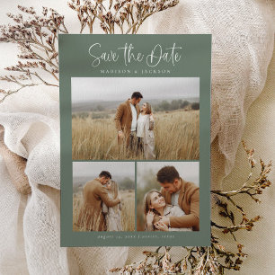 Green Simple Calligraphy Script Modern Four Foto Save The Date