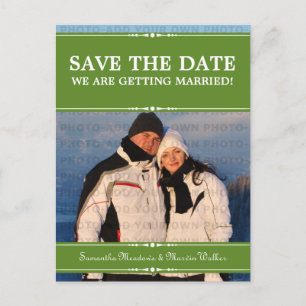 Green Simple Chic Foto Save the Date Postkarte