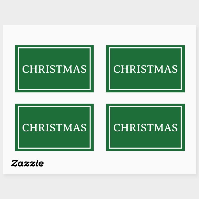 Green Simple Christmas Word Rechteckiger Aufkleber (Blatt)