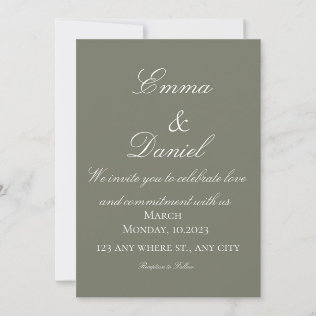 Green Simple Elegant Photo Wedding Invitation (Devant)