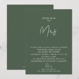 Green Simple Elegante Modernes Brautparty Einladung