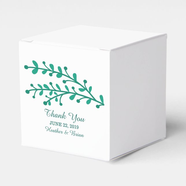 Green Simple Foliage Wedding Geschenkschachtel (Vorderseite)
