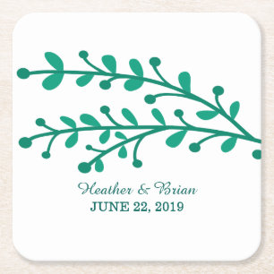 Green Simple Foliage Wedding Rechteckiger Pappuntersetzer