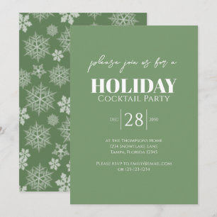 Green Simple Holiday Party Snowflake Einladung