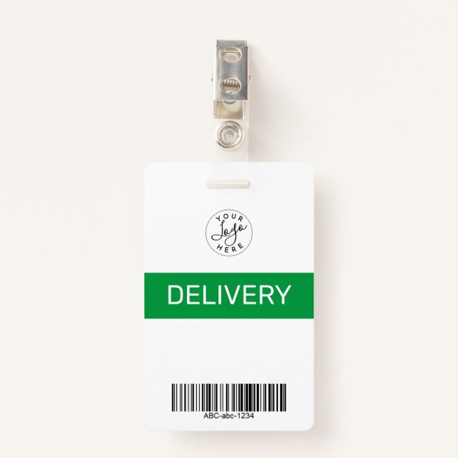 Green Simple Minimalistisch Delivery Pass ID-Abzei Ausweis (Vorderseite mit Klammer)