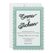 Green, Simple, Modern Wedding Invitation