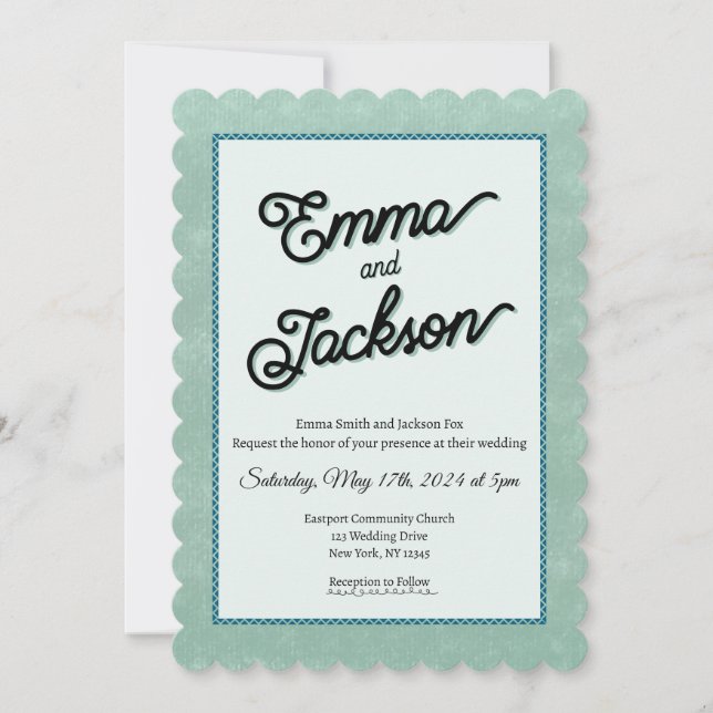 Green, Simple, Modern Wedding Invitation (Devant)