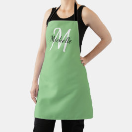Green Simple Monogram Classic Trendy Schürze