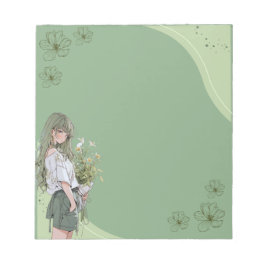 Green Simple Niedlich Anime Boho Notepad Notizblock