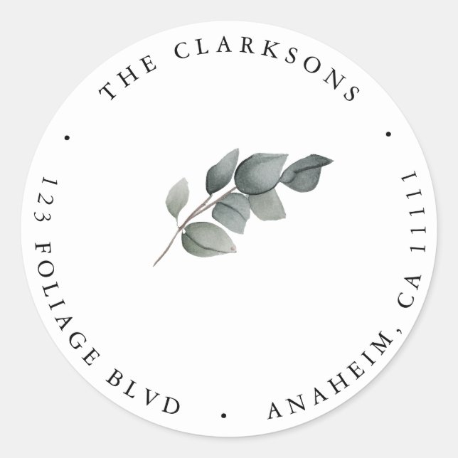 Green Simple Round Return Address Label Runder Aufkleber (Vorderseite)