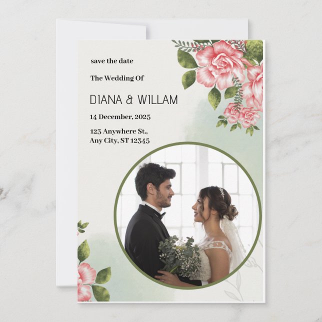 Green Simple Save the Date Einladung (Vorderseite)