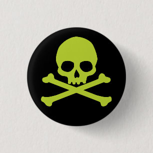 Green Simple Skull und Crossbones Button