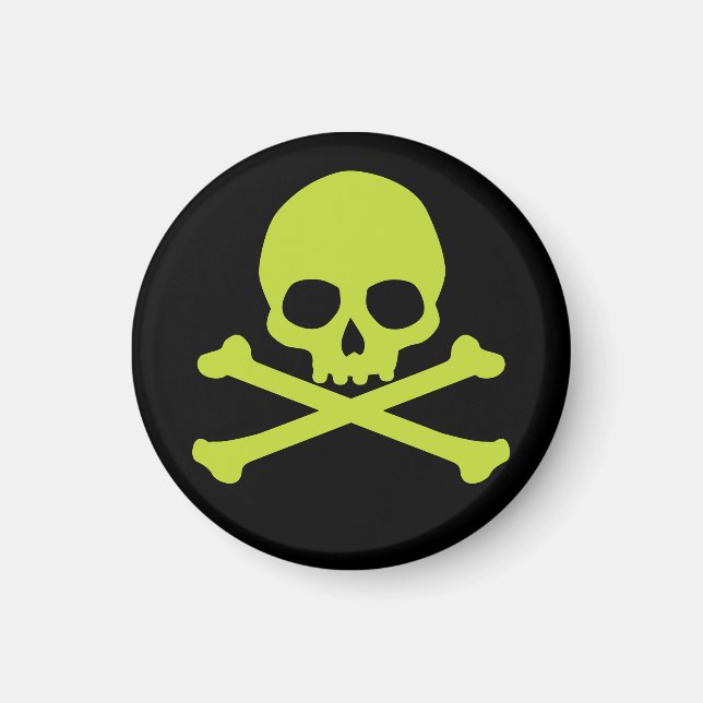 Green Simple Skull und Crossbones Magnet (Vorne)